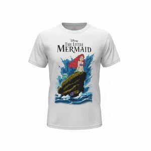 Disney Princess White The Little Mermaid Ariel Graphic Tee Women Size L
